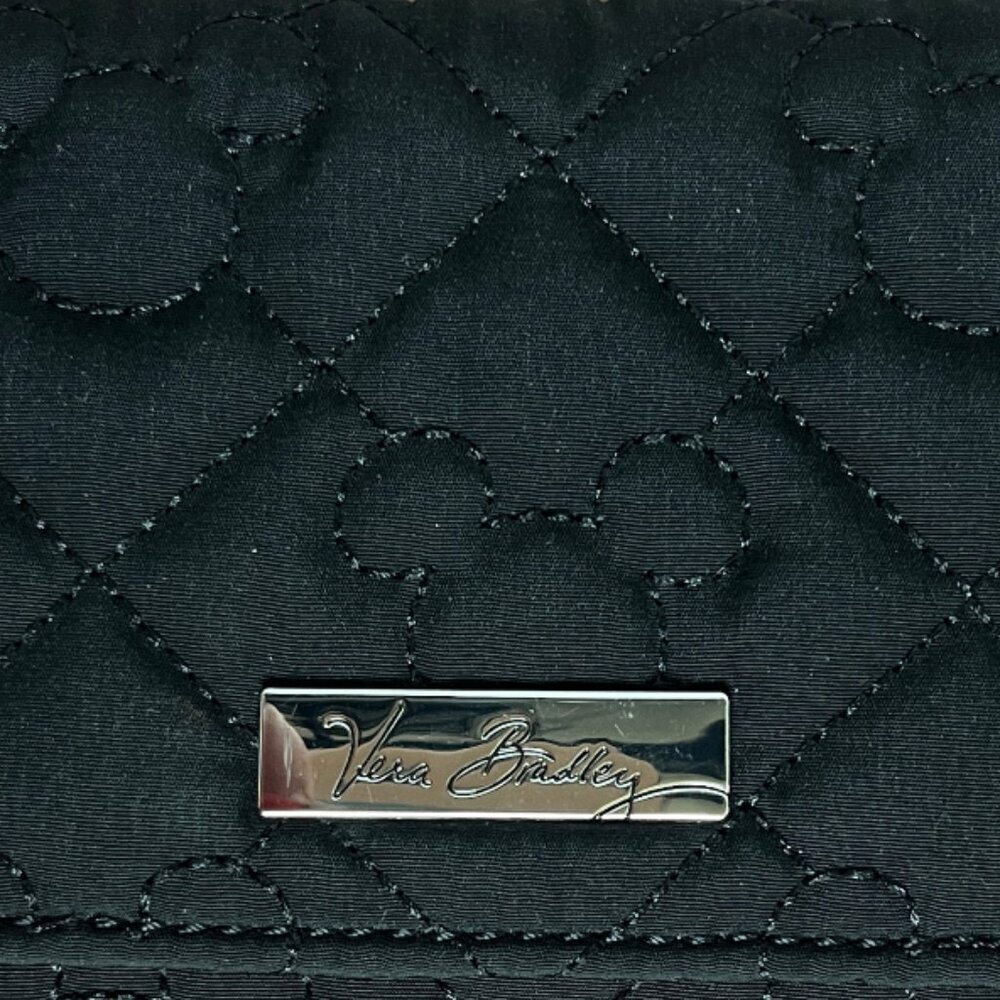 Vera Bradley Black Quilted Hidden Mickey Disney Trifold Wallet Disneyland - Picture 4 of 7